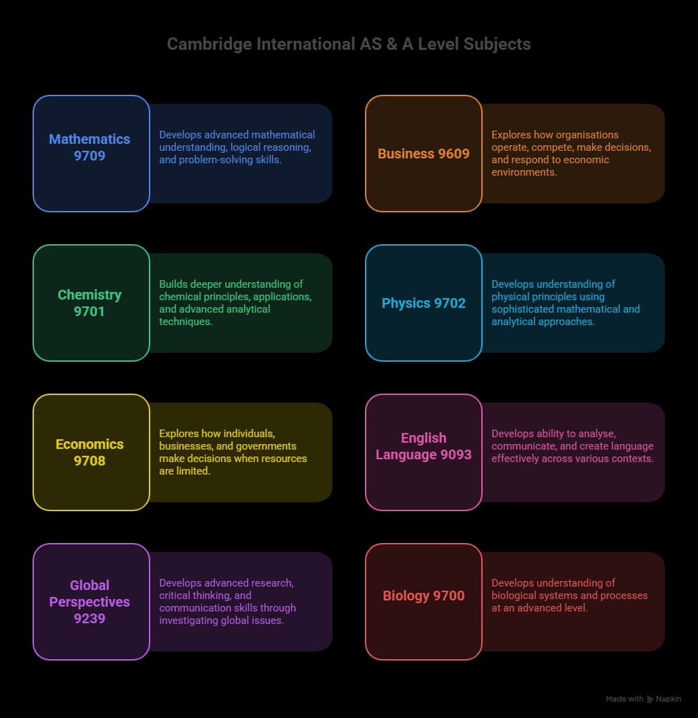 Cambridge International AS and A Level subjects at Dombit International School