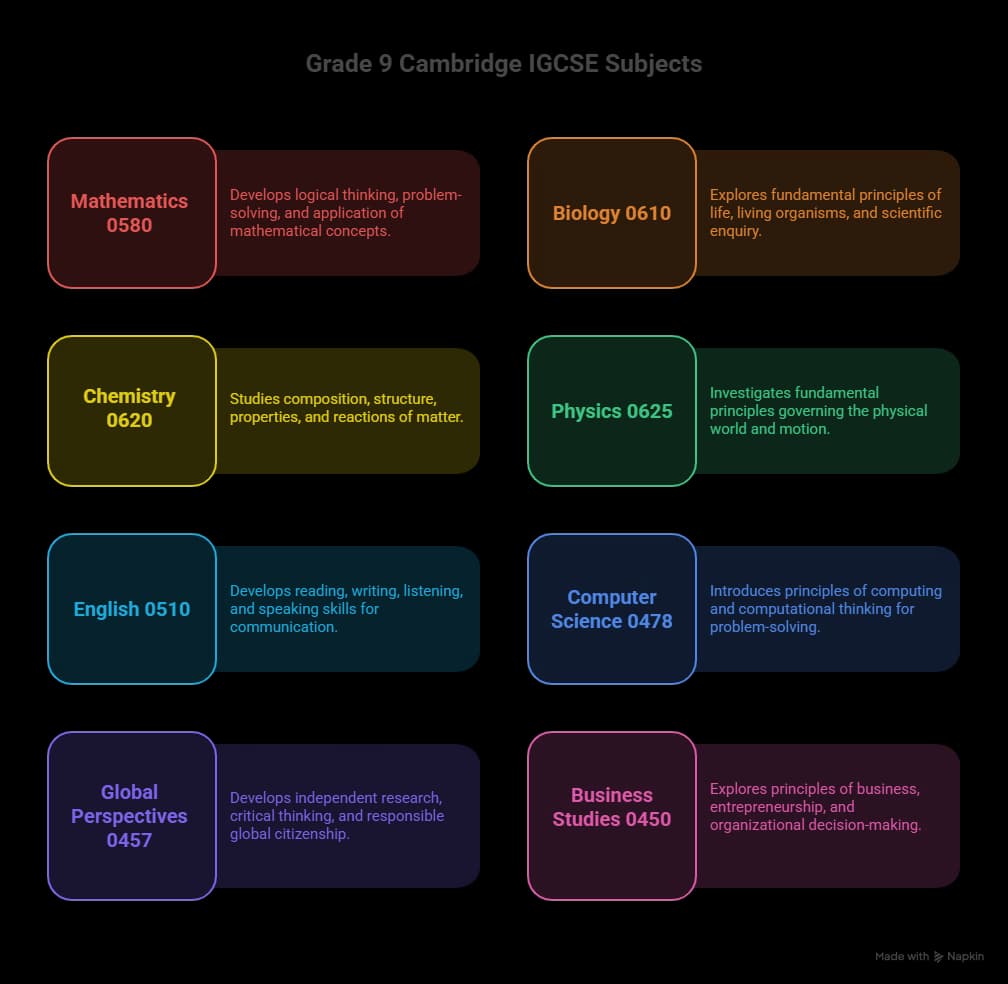 Grade 9 Cambridge IGCSE subjects at Dombit International School
